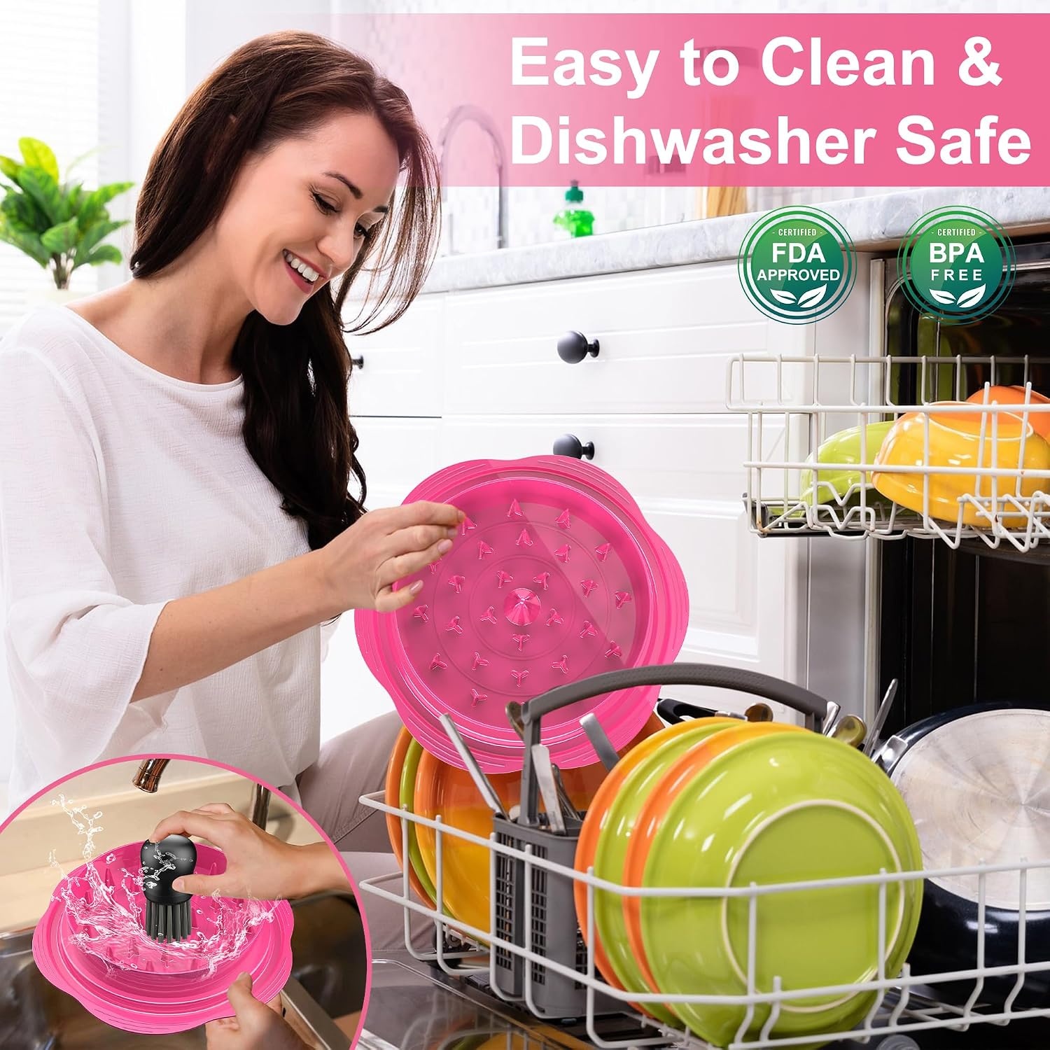 image:imageChicken Shredder Tool Twist Large Meat Shredder with BrushampFork BlackHot Pink