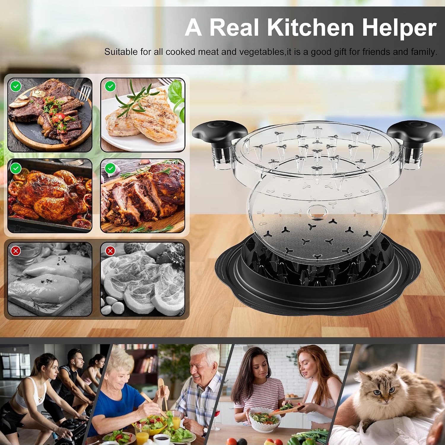 image:imageChicken Shredder Tool Twist with Removable Inner Tray for Chicken Pork BeefBlack