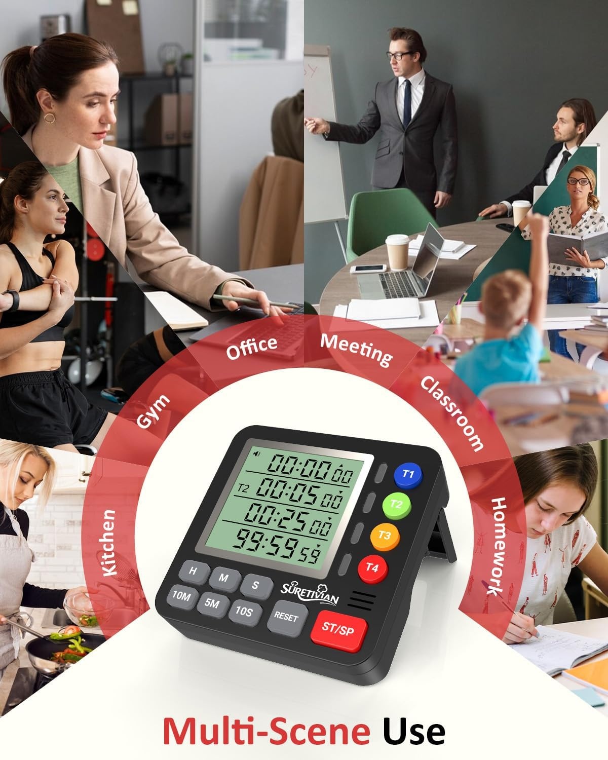 image:imageDigital Kitchen Timer with 4 Channel Loud Alarm and Silent ModeBlack