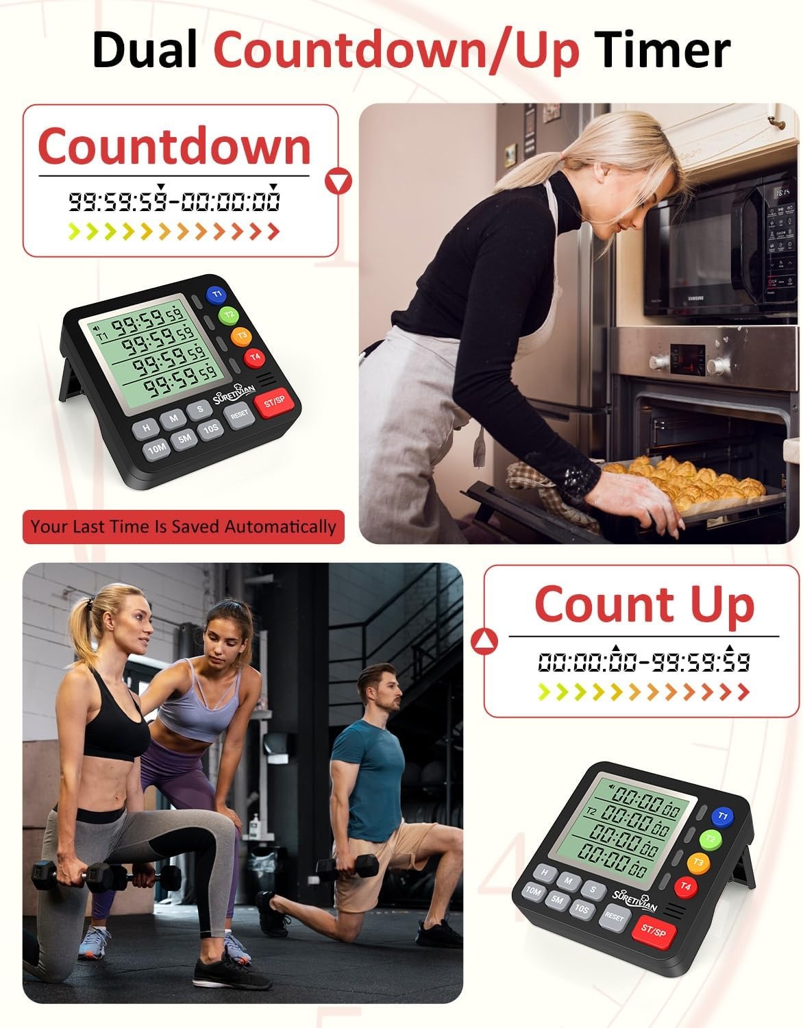 image:imageDigital Kitchen Timer with 4 Channel Loud Alarm and Silent ModeBlack