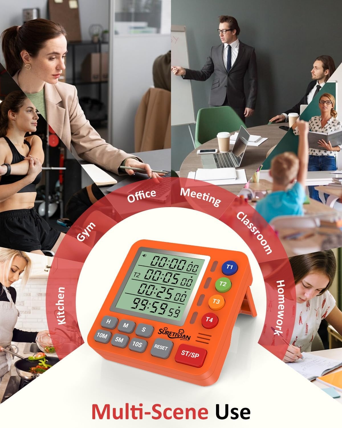 image:imageDigital Kitchen Timer with 4 Channel Loud Alarm and Silent ModeOrange