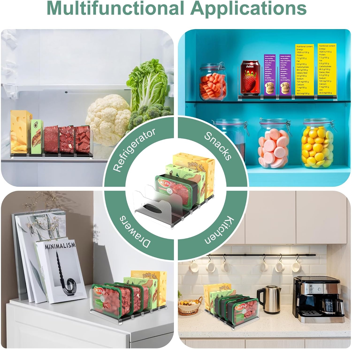 image:imageFreezer Organizer12 Visible Fridge Organizer Rack with Removable DividersBlack