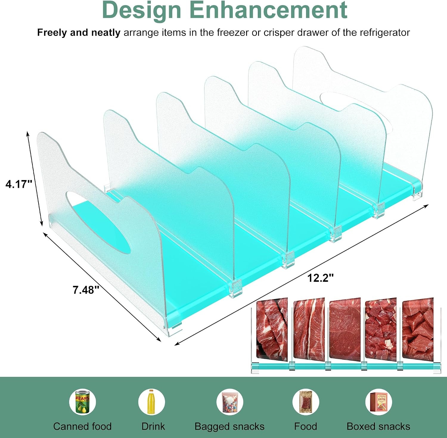 image:imageFreezer Organizer12 Visible Fridge Organizer Rack with Removable DividersMint Green