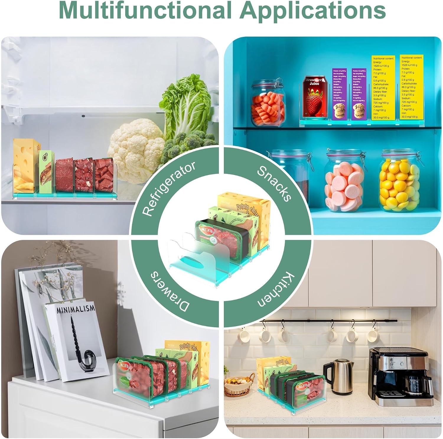 image:imageFreezer Organizer12 Visible Fridge Organizer Rack with Removable DividersMint Green