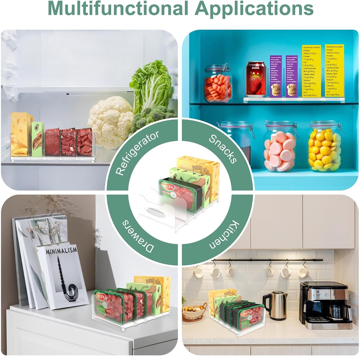 image:imageFreezer Organizer12 Visible Fridge Organizer Rack with Removable DividersWhite