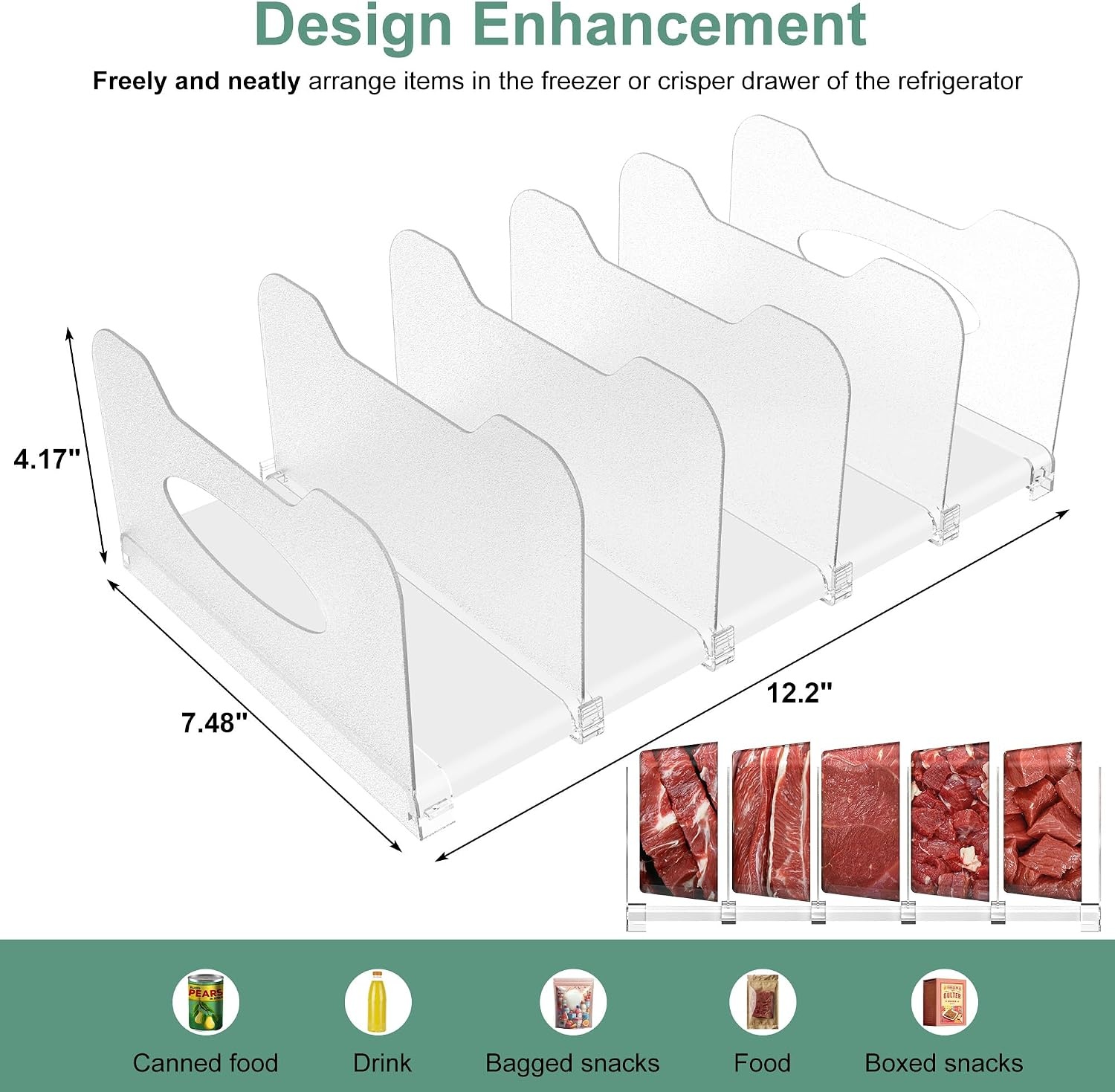 image:imageFreezer Organizer12 Visible Fridge Organizer Rack with Removable DividersWhite