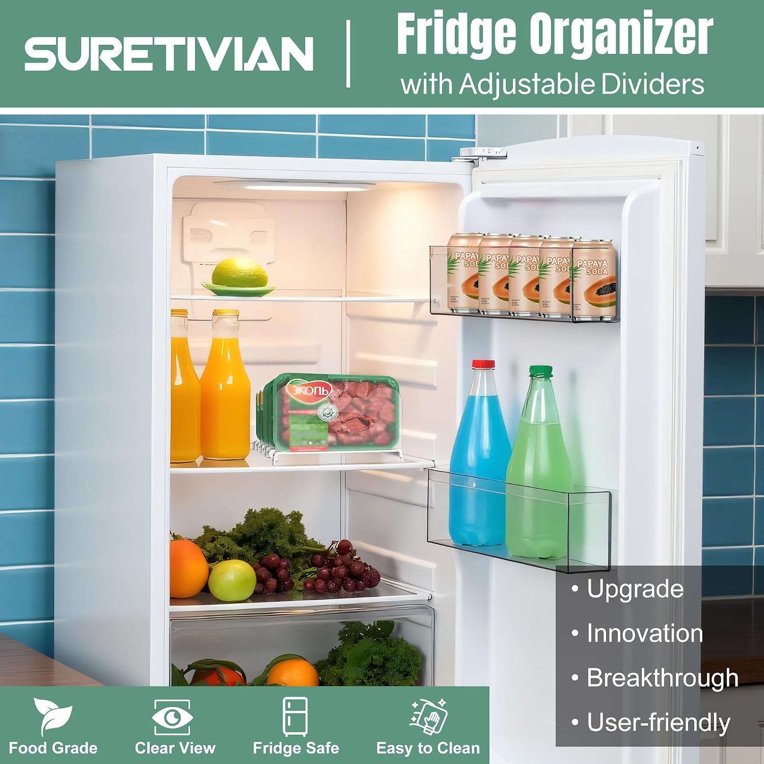 image:imageFreezer Organizer12 Visible Fridge Organizer Rack with Removable DividersWhite