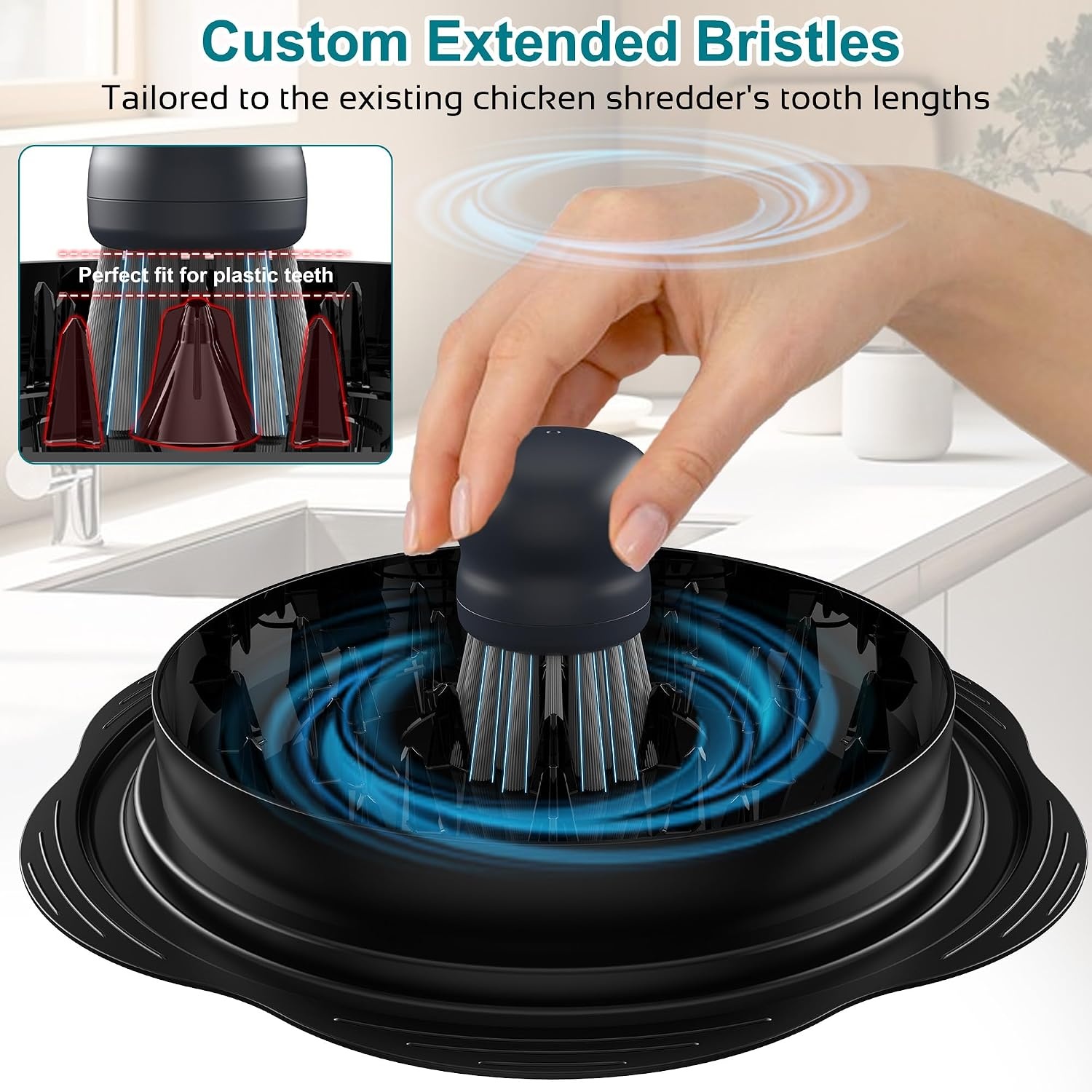 image:imageMini Dish Brush for Cleaning Chicken Shredder Long Bristles 1Pack BlackGray