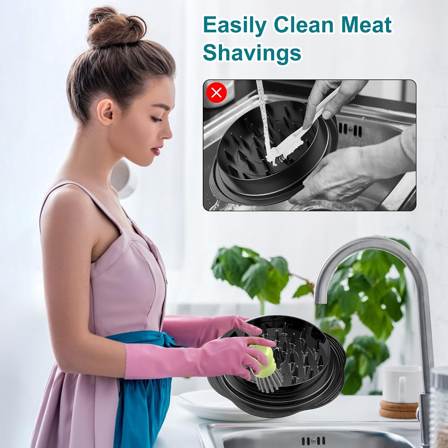 image:imageMini Dish Brush for Cleaning Chicken Shredder Long Bristles 1Pack BlackMatcha