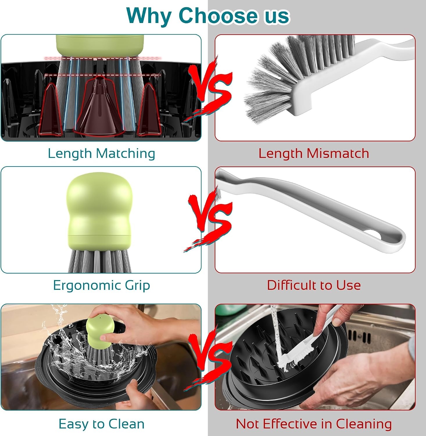 image:imageMini Dish Brush for Cleaning Chicken Shredder Long Bristles 1Pack BlackMatcha