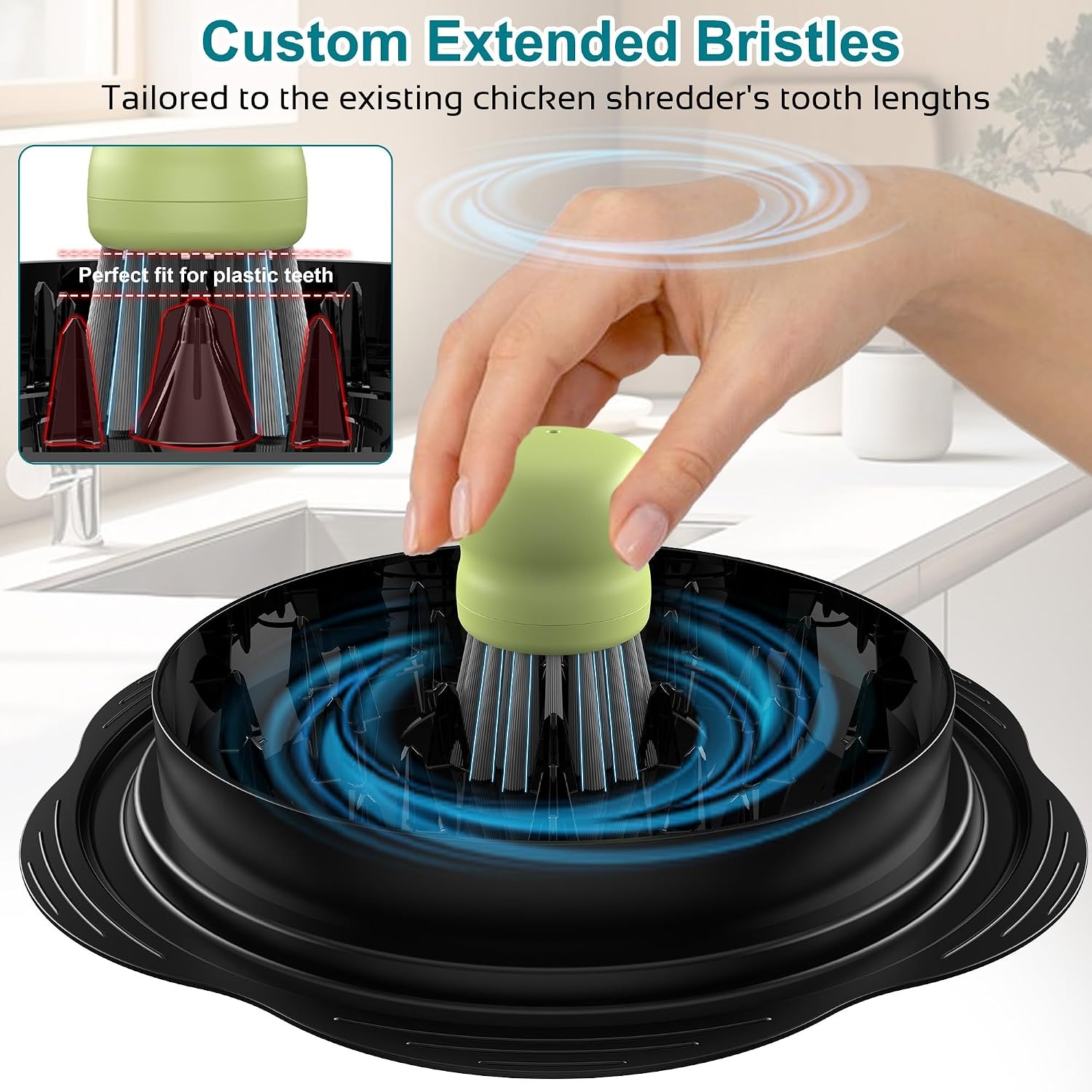 image:imageMini Dish Brush for Cleaning Chicken Shredder Long Bristles 1Pack BlackMatcha