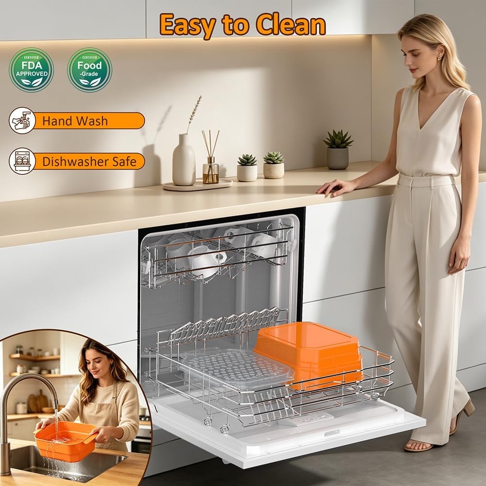 image:imageXL Batter Bowl with Lid1011Qt DualSifter Breading Bowl Shaker for FryingOrange