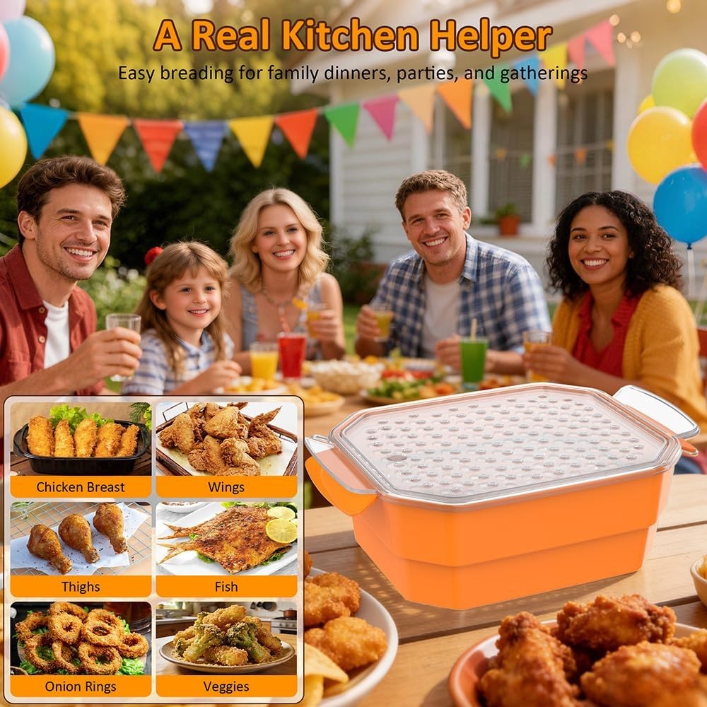 image:imageXL Batter Bowl with Lid1011Qt DualSifter Breading Bowl Shaker for FryingOrange