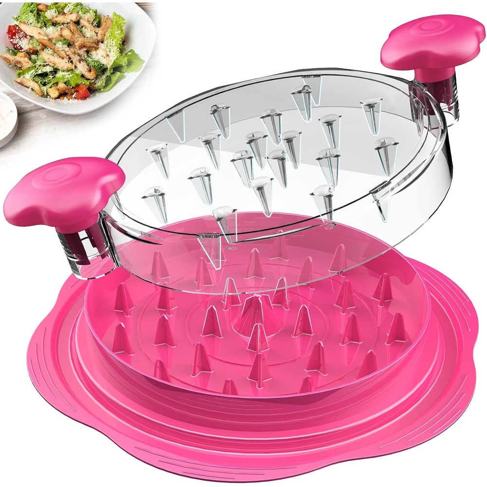 image:imageChicken Shredder Tool Twist Large Meat Shredder with BrushampFork BlackHot Pink
