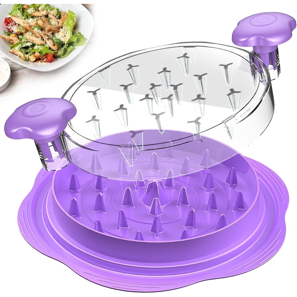 image:imageChicken Shredder Tool Twist Large Meat Shredder with BrushampFork BlackPurple