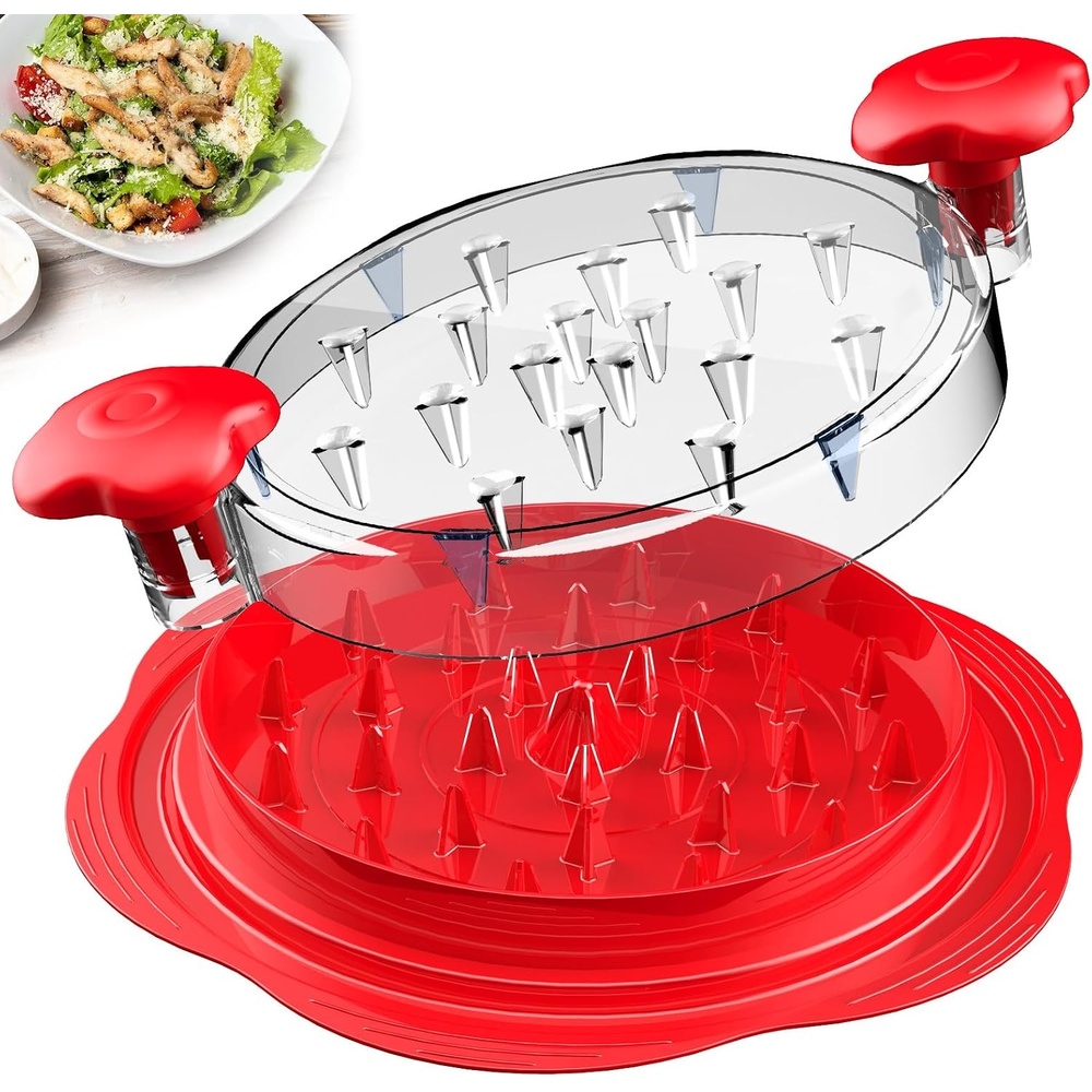 image:imageChicken Shredder Tool Twist Large Meat Shredder with BrushampFork BlackRed
