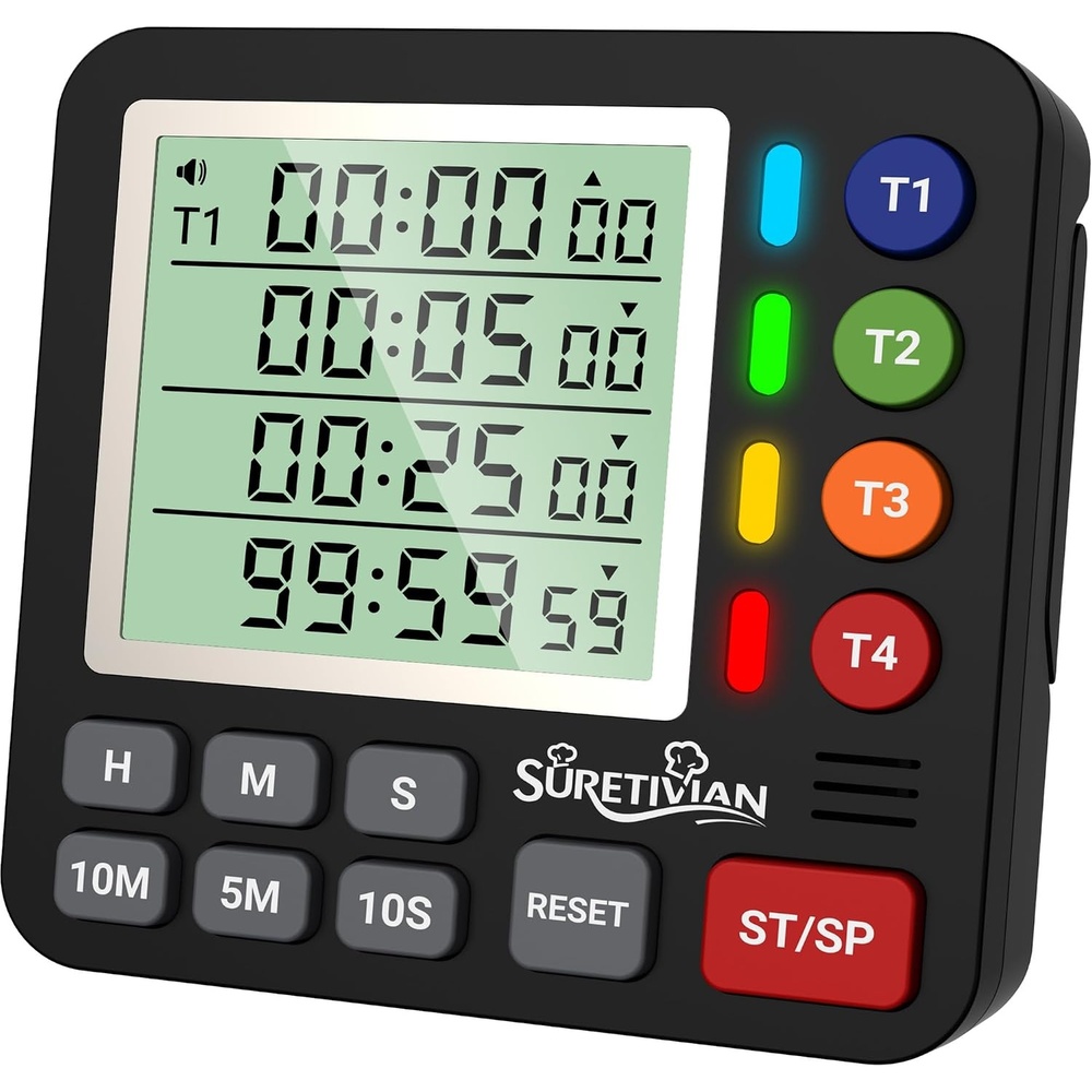 image:imageDigital Kitchen Timer with 4 Channel Loud Alarm and Silent ModeBlack