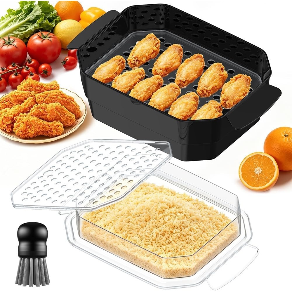 image:imageXL Batter Bowl with Lid1011Qt DualSifter Breading Bowl Shaker for FryingBlack
