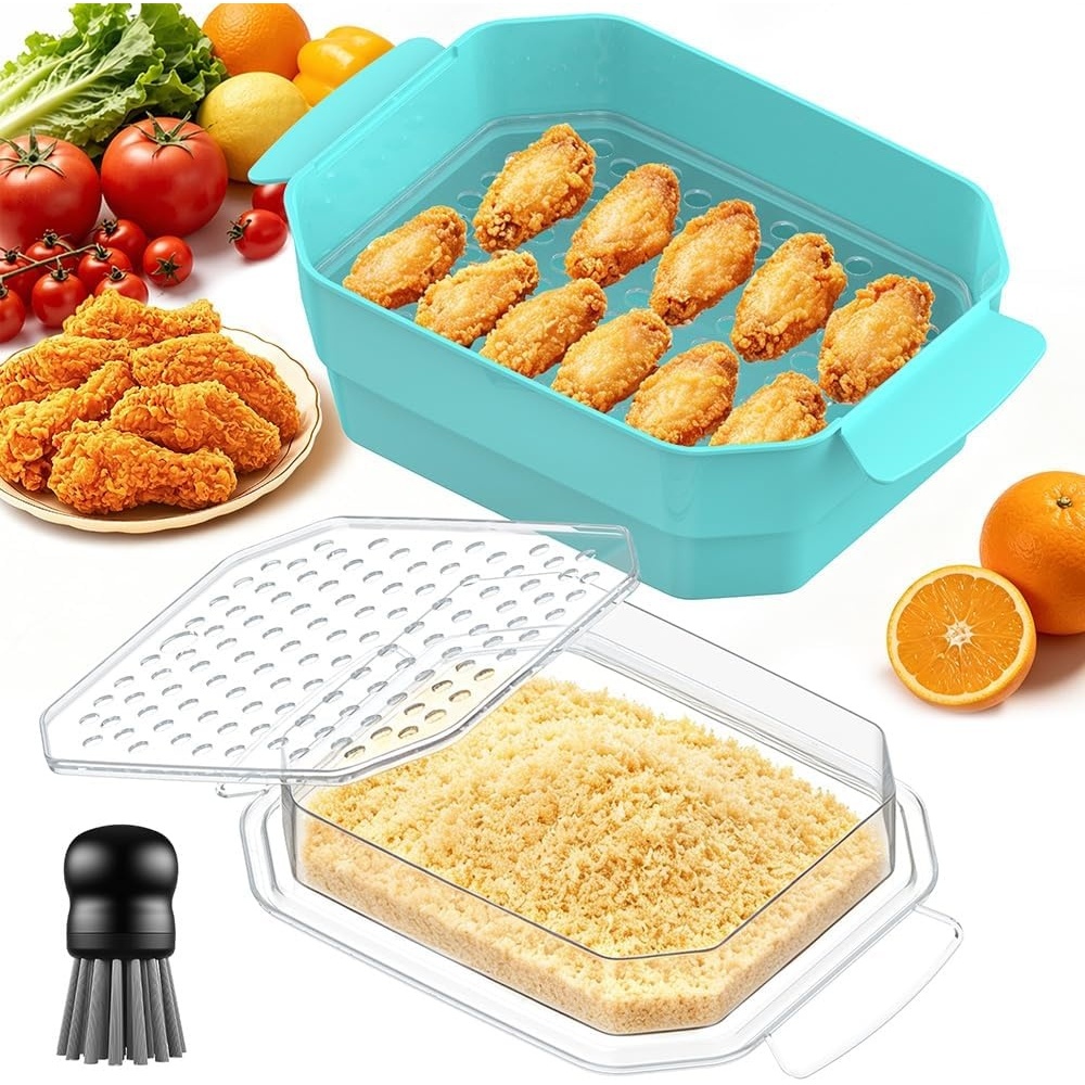 image:imageXL Batter Bowl with Lid1011Qt DualSifter Breading Bowl Shaker for FryingMintGreen