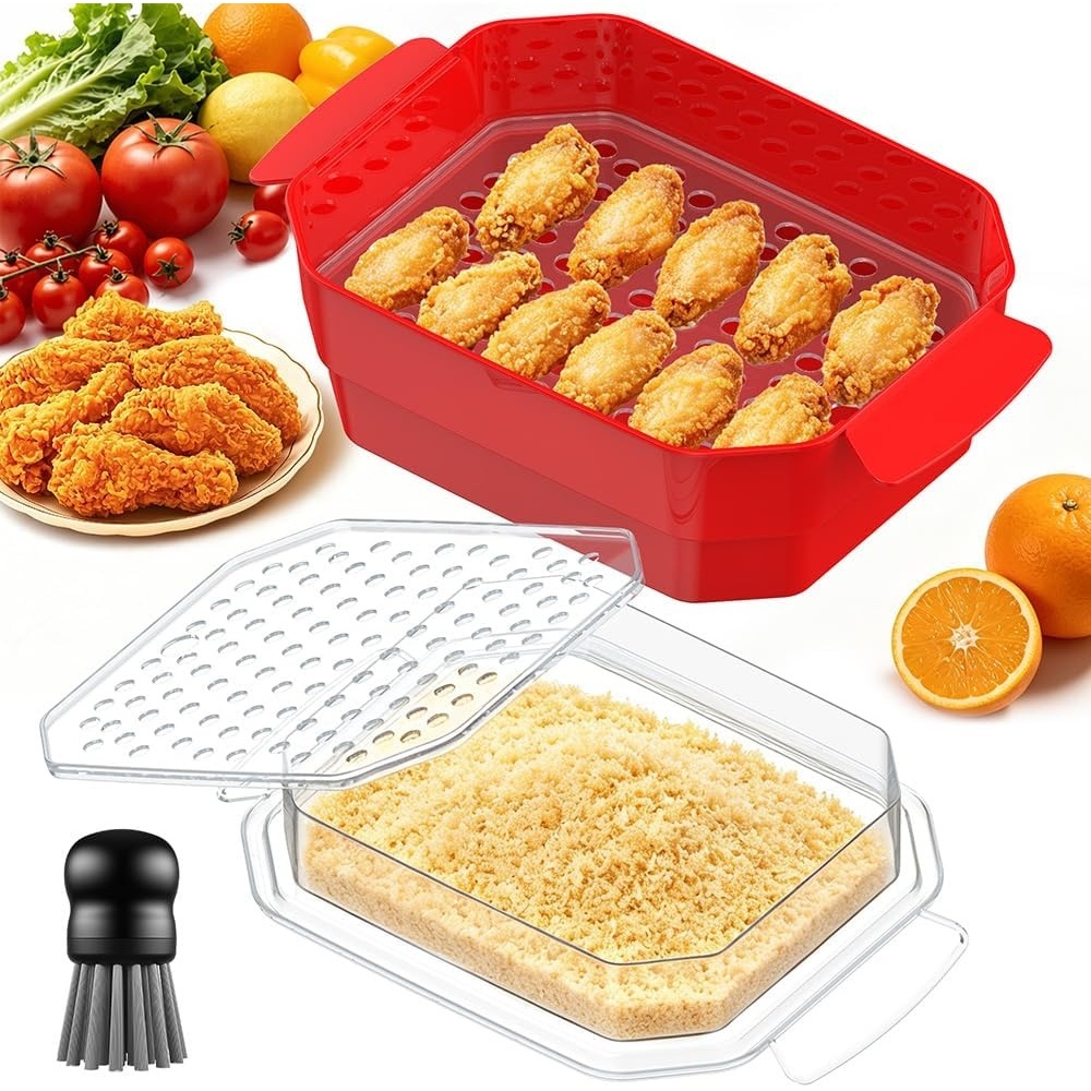 image:imageXL Batter Bowl with Lid1011Qt DualSifter Breading Bowl Shaker for FryingRed