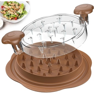 Chicken Shredder Tool Twist Large Meat Shredder with Brush&Fork, Black(Brown)