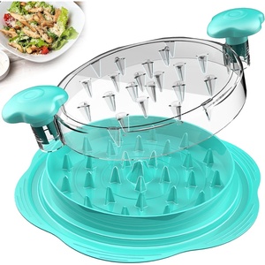 Chicken Shredder Tool Twist Large Meat Shredder with Brush&Fork, Black(Mint Green)
