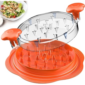 Chicken Shredder Tool Twist Large Meat Shredder with Brush&Fork, Black(Orange)
