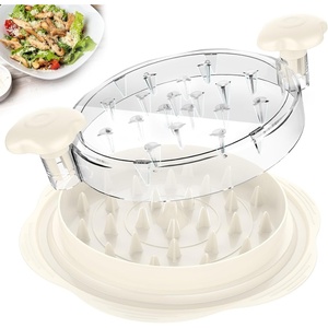 Chicken Shredder Tool Twist Large Meat Shredder with Brush&Fork, Black(White)