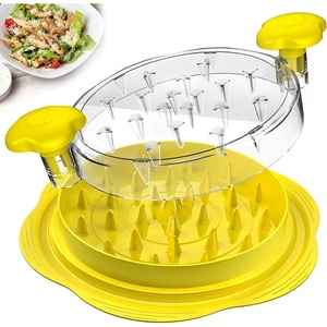 Chicken Shredder Tool Twist Large Meat Shredder with Brush&Fork, Black(Yellow)