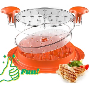Chicken Shredder Tool Twist with Removable Inner Tray for Chicken Pork Beef(Orange)