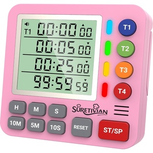 Digital Kitchen Timer with 4 Channel, Loud Alarm and Silent Mode(Pink)