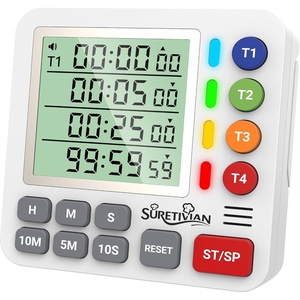 Digital Kitchen Timer with 4 Channel, Loud Alarm and Silent Mode(White)