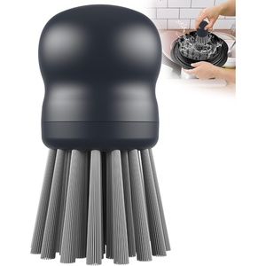 Mini Dish Brush for Cleaning Chicken Shredder, Long Bristles, 1Pack, Black(Gray)