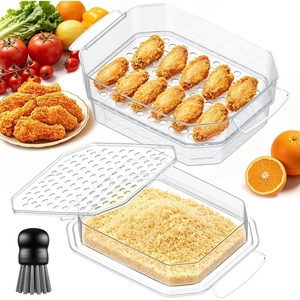 XL Batter Bowl with Lid,10-11Qt Dual-Sifter Breading Bowl Shaker for Frying(Clear)